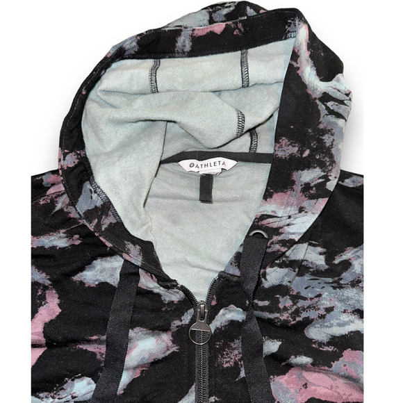 Athleta Hoodie Jacket Black Grey Tie Dye Size 1X Full Zip - Picture 2 of 5